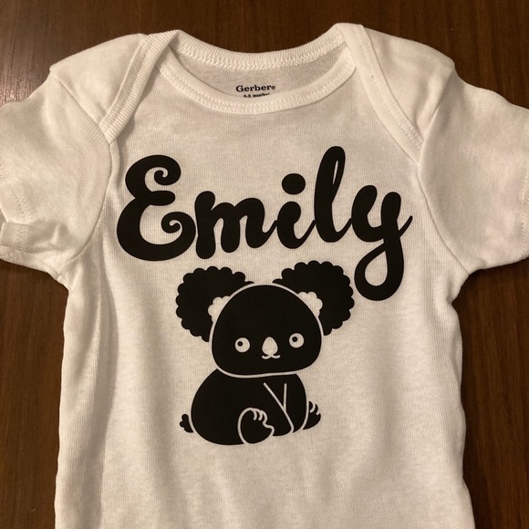 sale Customized Baby One-piece Bodysuit with Koala Bear and name Emily - Picture 5 of 5